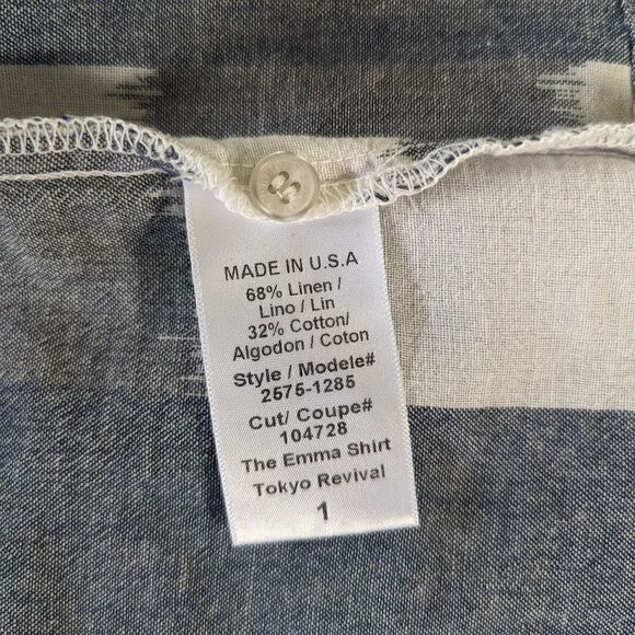 Current/Elliott Linen Shirt S Coastal Preppy Academia Minimalist Retro Chic - Picture 11 of 12